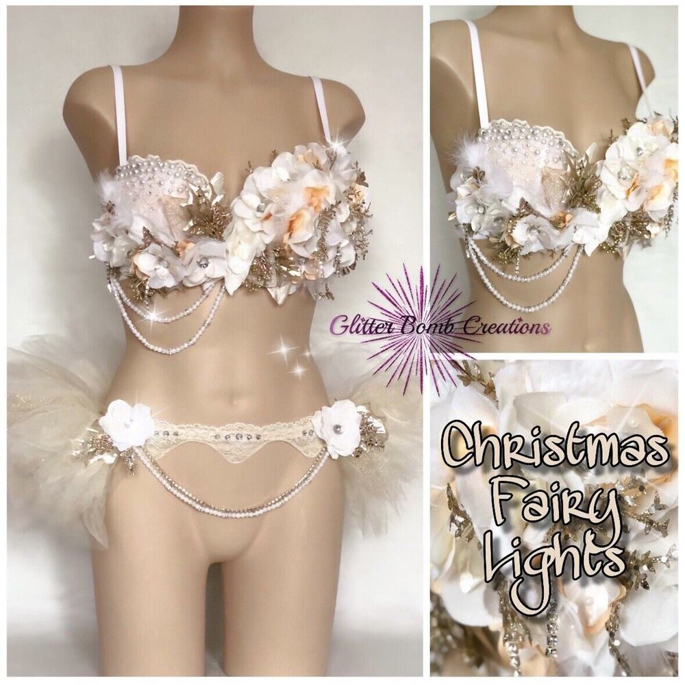 New 32C Small Champagne Flower Rave Lace Costume LED Lights Fairy Swarovski S